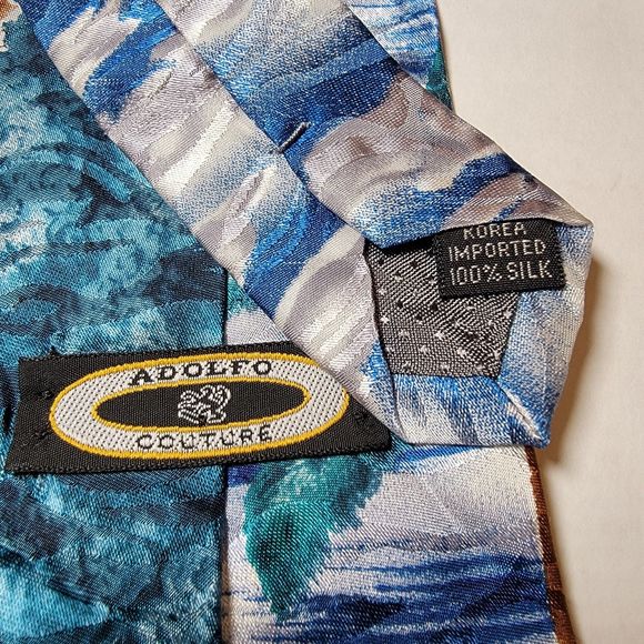 Adolfo Couture Tie Beach Highway - 100% Silk - Picture 4 of 4
